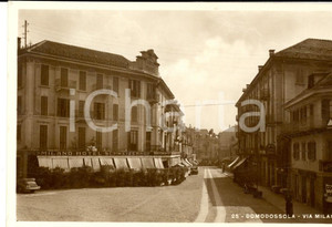 Cartolina originale da collezione 1938 DOMODOSSOLA VB Via Milano Cartolina hotel SCHWEIZERHOF FP 1