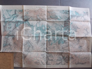 Mappa, planimetria storica 1930 ca TCI Carta zone turistiche d Italia  CERVINO e MONTE ROSA Mappa 80x50 1