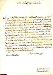 Manoscritto, lettera originale 1758 CHIASSA AR Giovanni Antonio FABBRINI e tre camarlinghi che non pagano 1