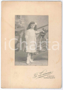 Fotografia d epoca originale 1920 ca FIRENZE Bambina in abito a pieghe e borsetta Foto G. ZACCARIA 12x17 cm 1