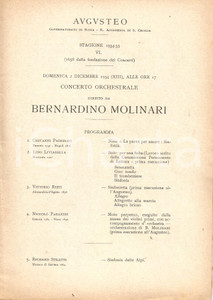 Documento originale, autentico 1934 ROMA Teatro AUGUSTEO Concerto orchestrale diretto da Bernardino MOLINARI 1