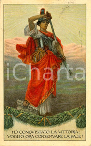 Cartolina originale da collezione 1921 HO CONQUISTATO LA VITTORIA Prestito Nazionale *Cartolina ILLUSTRATA FP VG 1