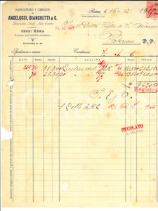 Documento originale, autentico 1915 ROMA Ditta ANGELUCCI, BIANCHETTI & C. Stoffe nere estere Fattura intestata 1