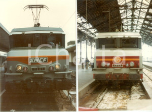 Fotografia d epoca originale 1975 ca FRANCE Locomotiva SNCF 7291 6538 in stazione Lotto 2 fotografie 1