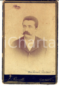 Fotografia d epoca originale 1890 ca GENOVA Ritratto di Roberto RONZONI Foto Francesco PONZETTI 11x16 cm 1
