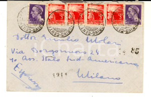 Cartolina originale da collezione 1946 STORIA POSTALE  REPUBBLICA Affrancatura mista Lire 3  Giulio Cesare Lire 1 1