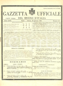 Documento originale, autentico 1926 GAZZETTA UFFICIALE Commercio girovago a SONDRIO e CHIAVENNA nuove norme 1