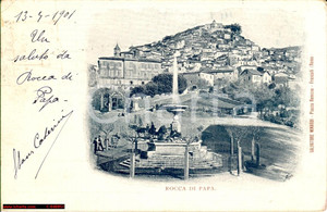 Cartolina originale da collezione 1901 Rocca di Papa - Veduta animata con carrozza 1
