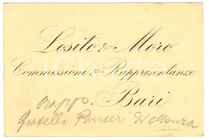 Oggetto da collezione cartaceo 1920 ca BARI Commissioni rappresentanze LOSITO & MORO 1