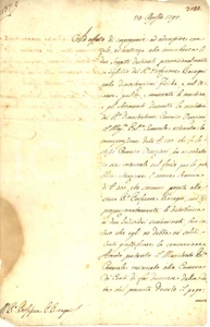 Documento originale, autentico 1792 MILANO Regio Ginnasio BRERA Sussidio all abate Giuseppe Maria RACCAGNI 1