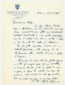 Autografo originale 1966 MILANO Luigi PROSDOCIMI Lettera interamente autografa 1