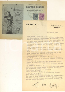 Autografo originale 1960 NAPOLI Gaspare CASELLA libraio antiquario  Autografo 1