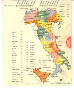Documento originale, autentico 1960 ca Indicatore MAF distanze tra le cittÃ  d Italia ESTRAIBILE 15x18 cm 1
