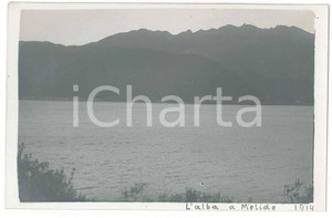 1914 MELIDE Alba sul Lago di Lugano - Fotografia Raffaele PEDRETTI  Fotografia d'epoca in formato cartolina postale.FOTOGRAFO: Raffaele Pedretti FAIR/discreto Lievi smussature agli angoli Formato: FP originale e autentica 1