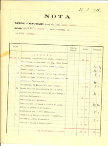 Documento originale, autentico 1929 CABIATE CO Nota spese e onorari all avv. Nando PAGLIARI per vertenza 1