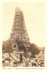 Cartolina originale da collezione 1935 ca MISSIONI ESTERE - MADURAI (INDIA) Entrata ai templi *Cartolina ANIMATA 1