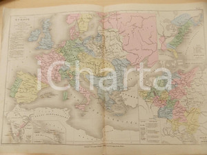 Stampa, bozzetto originale 1884 PARIS DRIOUX  LEROY Atlas universel Europe au XVIIIe INDE ANTILLES 1