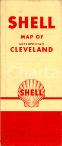 Mappa, planimetria storica 1955 ca OHIO USA Map of metropolitan CLEVELAND Mappa pubblicitaria SHELL 1