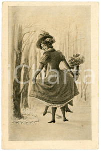 1910 ca Woman lifting up the skirt - ILLUSTRATED old postcard  Cartolina postale d'epoca, non viaggiata.CONDIZIONI: F (minime sbrecciature marginali)FORMATO: FP    originale e autentica 1