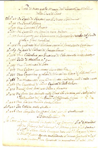 Documento originale, autentico 1750 ca COMO Inventario biancheria mancante in una nobile casa Manoscritto 1