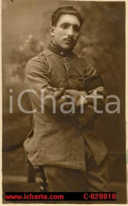 Fotografia d'epoca originale 1915 ca WWI MILANO Ufficiale con fregio J sulla spallina *Foto VALDEMARO 1