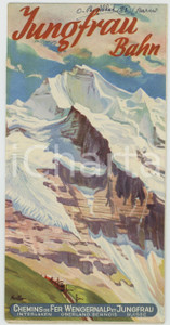 Materiale pubblicitario d’epoca 1940 ca SVIZZERA Passo JUNGFRAUJOCH  Pieghevole illustrato VINTAGE 1