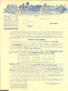 Materiale pubblicitario d’epoca 1952 MILANO Ditta SAPA Semina erbaio estivo GLORIA 1