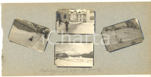 Fotografia d epoca originale 1913 ST. MORITZ Pattinaggio sul lago  Slittino  Negozio BIFFI  4 foto 1