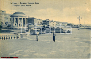 Cartolina originale da collezione 1937 LIVORNO Terrazza Costanzo CIANO Animata FP NV 1