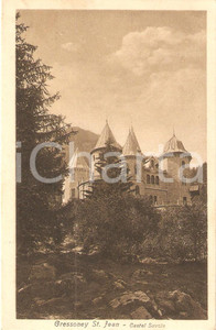 Cartolina originale da collezione 1927 GRESSONEY-SAINT-JEAN (AO) Scorcio di CASTEL SAVOIA *Cartolina FP VG 1
