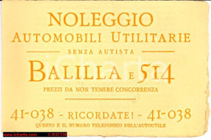 Oggetto da collezione cartaceo 1935(?)  ROMA autonoleggio FIAT BALILLA 1