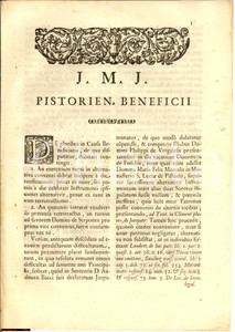 Documento originale, autentico 1713 PISTOIA Giuspatronato nobile Filippo VERGIOLESI 1