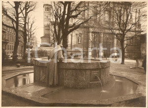Fotografia d epoca originale 1930 MILANO Fontana di SAN FRANCESCO Chiesa SANT ANGELO 1