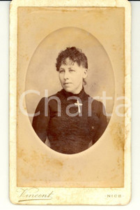 Fotografia d'epoca originale 1910 NIZZA (F) Ritratto di donna con crocifisso - Foto VINCENT CDV 1