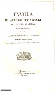 Oggetto da collezione cartaceo 1851 Severino SERVANZI COLLIO Tavola Allegretto NUCCI 1