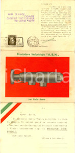Cartolina originale da collezione 1935 MILANO Ing. ROVINI IMPIANTI A NAFTA Cartolina pubblicitaria pieghevole VG 1