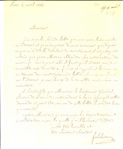 Autografo originale 1844 PARIS Lettre Jean C. FULCHIRON pour autorisation mariage AUTOGRAPH 1