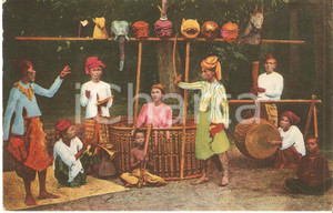 Cartolina originale da collezione 1939 MISSIONI ESTERE - BIRMANIA pittoresca - Teatro all'aperto *CARTOLINA FP NV 1