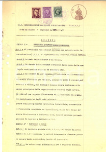 Documento originale, autentico 1945 MILANO Statuto S. A. Organizzazione Nazionali Mobili Affini *Documento 1
