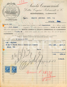 Documento originale, autentico 1932 ALESSANDRIA Ditta PEDEMONTE & C.  MORTEO GIANOLO Fabbrica olii e saponi 1