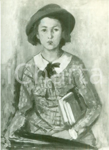 Fotografia d epoca originale 1935 MOSTRA D ARTE SINDACALE LOMBARDA Napoleone FIUMI Scolaretta Foto del quadro 1