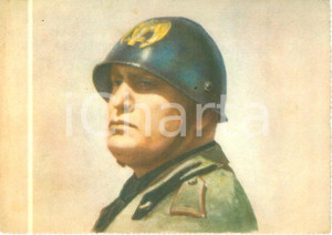 Cartolina originale da collezione 1930 ca PROPAGANDA FASCISTA Benito MUSSOLINI con elmetto Cartolina FG NV 1