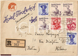 Materiale pubblicitario d’epoca 1950 IGLS HOTEL TIROLERHOF Busta pubblicitaria viagg. 1