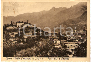 Cartolina originale da collezione 1950 BRENO (BS) Val Camonica CASTELLO DI BRENO Panorama CARTOLINA FG VG 1