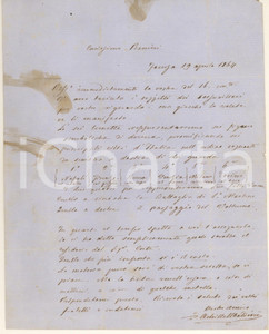 Autografo originale 1864 FAENZA RA Achille UBALDINI su progetto GUCCIBOSCHI Autografo 1