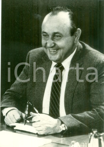Fotografia d epoca originale 1983 GERMANIA HansDietrich GENSCHER Ministro affari esteri in conferenza Foto 1