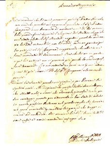 Manoscritto, lettera originale 1768 ROMA Nicola PELLEGRINI riapre un affare che credeva chiuso Lettera 1