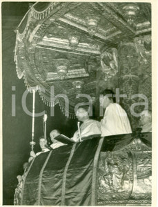 Fotografia d epoca originale 1938 MILANO Card. Ildefonso SCHUSTER canta il Te Deum dal pulpito Fotografia 1