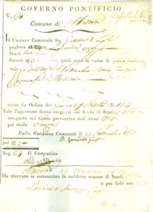 Documento originale, autentico 1818 FERRARA Compenso di Lodovico TERRAZZI cursore di MARRARA Documento 1