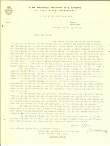 Autografo originale 1947 BUENOS AIRES Padre Andrea ECCHER e la vita difficile in Argentina AUTOGRAFO 1